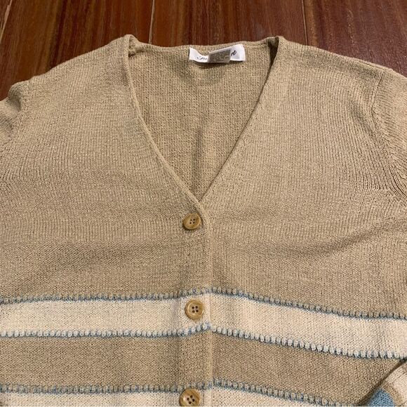 Judith Hart Collection Striped Retro Granny Chic Cardigan Sweater M - Picture 4 of 7
